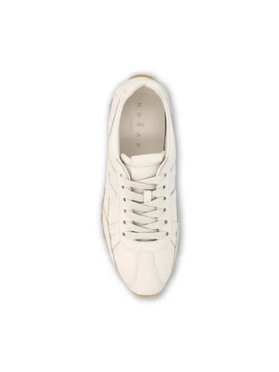 Hogan Rounded Nappa Leather Sneakers With Elevated Profile In White