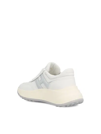 Hogan H669 Lace-up Sneakers With Silver Logo Detail In White