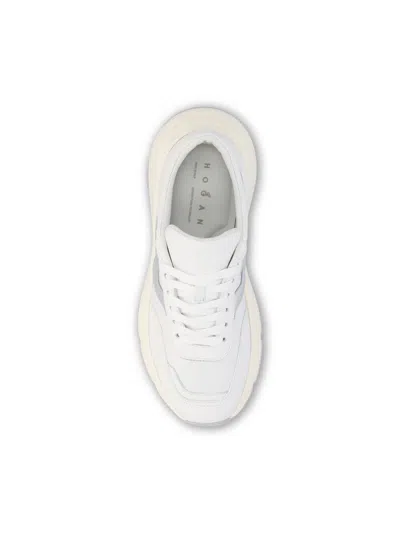 Hogan H669 Lace-up Sneakers With Silver Logo Detail In White