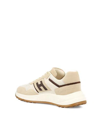 Hogan Suede, Smooth Leather And Mesh Hyperlight Sneakers In Neutral