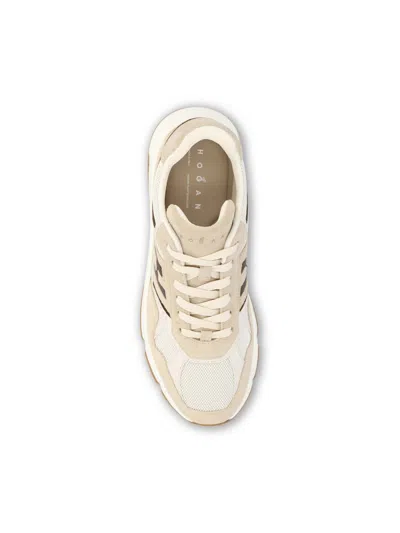 Hogan Suede, Smooth Leather And Mesh Hyperlight Sneakers In Neutral