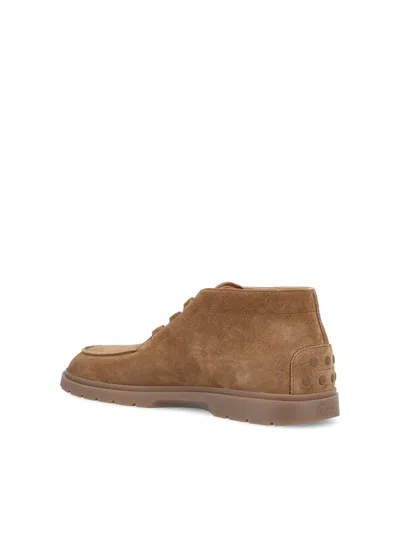 Tod's Suede Leather Ankle Boots In Brown