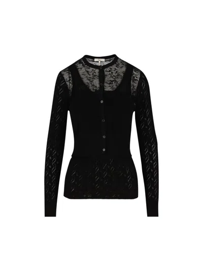 Chloé Transparent Design Cotton Sweater With Front Button Closure