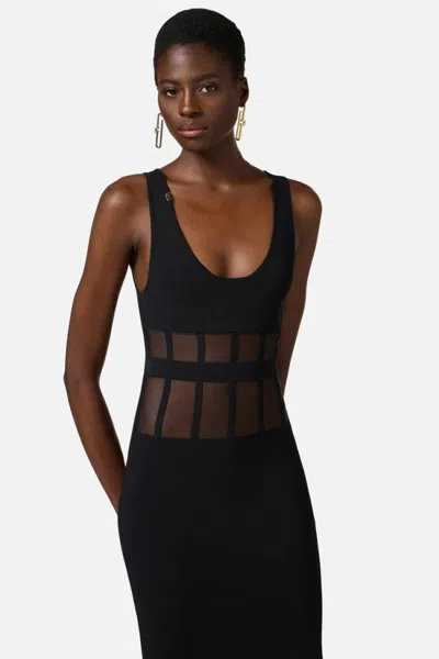 Elisabetta Franchi Fitted Midi Dress In Black