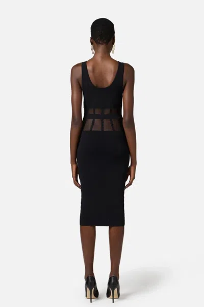Elisabetta Franchi Fitted Midi Dress In Black