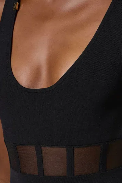 Elisabetta Franchi Fitted Midi Dress In Black