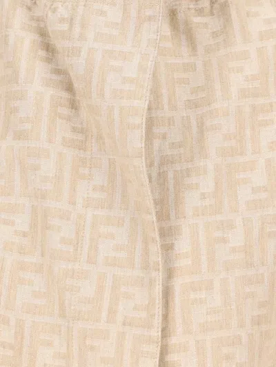 Fendi Women Ff Cotton And Linen Jacket In Neutral