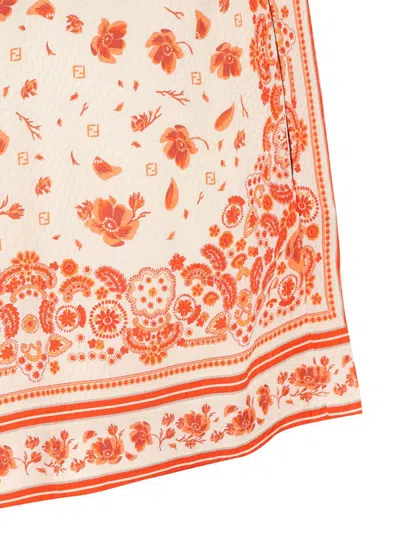 Fendi Technical Cotton Shorts With Coral Bandana Print In Multi