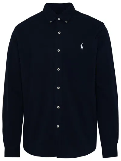 Polo Ralph Lauren Black Shirt With Button-down Collar And Pony Embroidery On The Front In Black