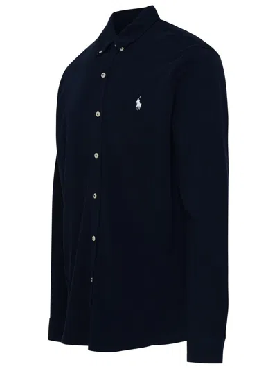 Polo Ralph Lauren Black Shirt With Button-down Collar And Pony Embroidery On The Front In Black