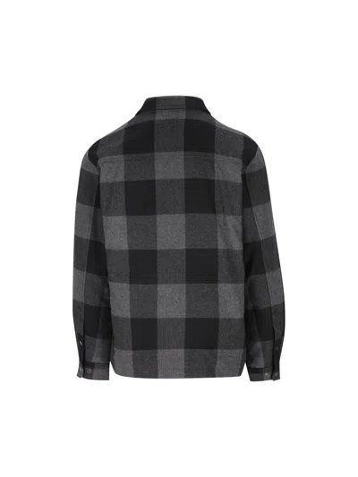 Woolrich Checked Italian Wool Blend Alaskan Padded Overshirt In Multi