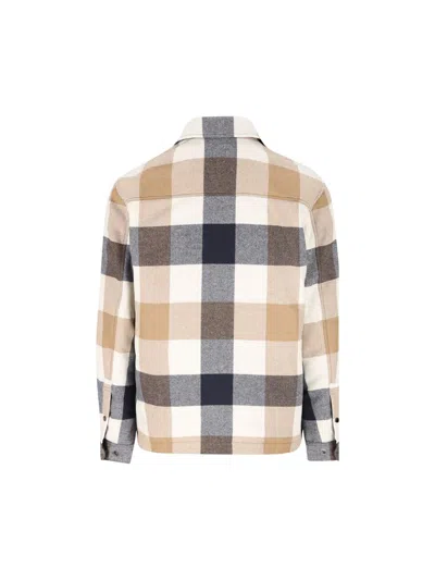 Woolrich Checked Wool Blend Shirt Jacket With Chest Pockets In Multi