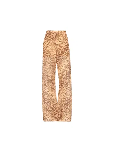 Zimmermann Mid-rise Tan Leopard Cotton Cascadian Bias Pants In Animal Print