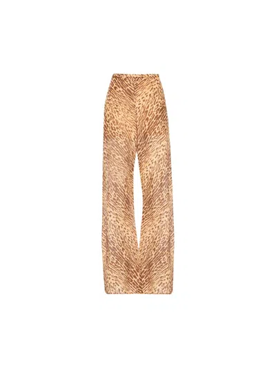 Zimmermann Mid-rise Tan Leopard Cotton Cascadian Bias Pants In Animal Print