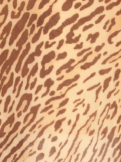 Zimmermann Mid-rise Tan Leopard Cotton Cascadian Bias Pants In Animal Print