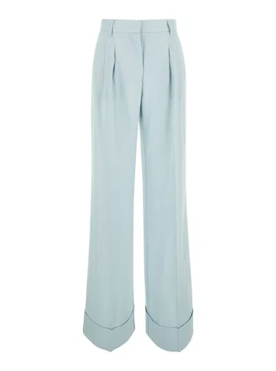 The Andamane Light Blue Straight Pants With Pinces  In Line Blend Woman