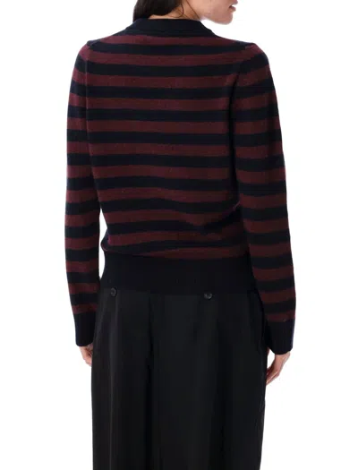 Ganni Multicolor Graphic Wool Mix Poodle Stripe Sweater In Multi