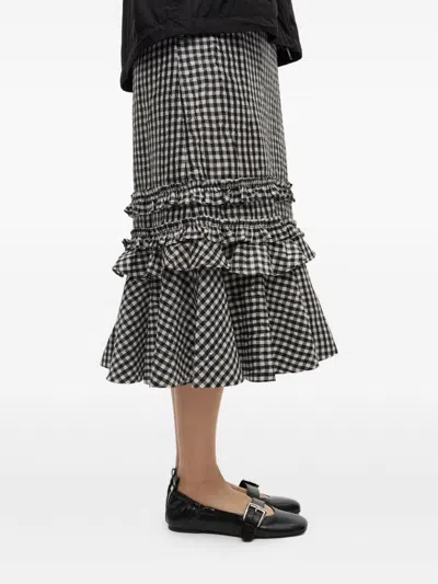 Ganni Buckle Strap Ballerinas With Rounded Square Toe In Black
