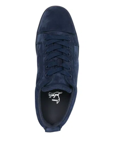 Christian Louboutin Velvet Sneakers Lace-up Eyelet Detailing In Blue