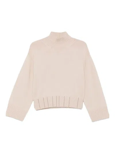 Fabiana Filippi Wool Turtleneck Sweater With Dropped Shoulders In Neutral