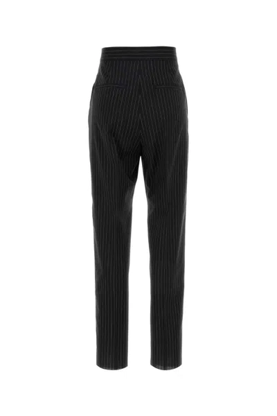 Max Mara Tailored Pinstripe Trousers With High Waist And Pleated Front In Black
