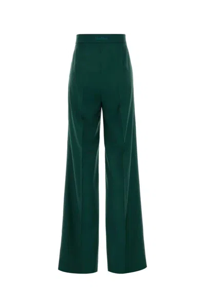 Max Mara High Waist Wide-leg Trousers With Belt Loops In Green
