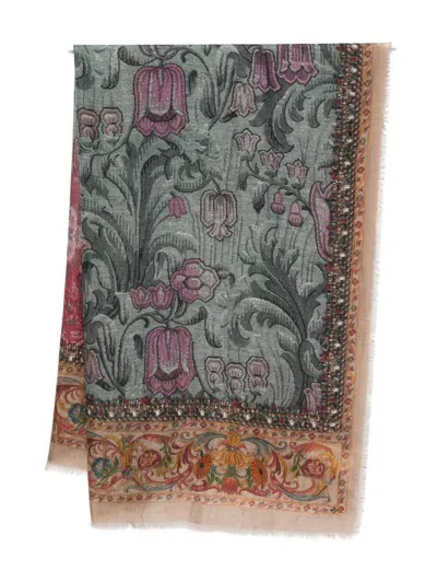 Pierre-louis Mascia Pierre Louis Mascia Printed Cashmere Scarf In Gray