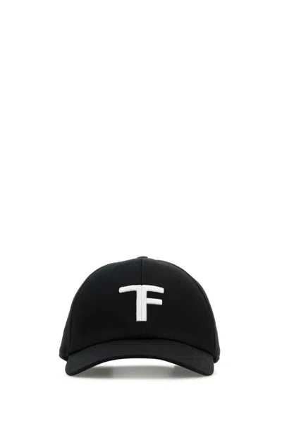 Tom Ford Black Baseball Cap With Logo Embroidery On The Front And Logo Lettering On The Rear In Cotton Man In Black