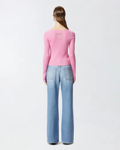 Pinko Silk-cotton Blend Sweater With Button-down Front