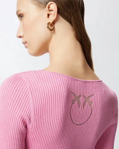 Pinko Silk-cotton Blend Sweater With Button-down Front