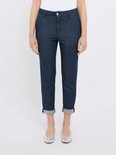 Cigala's Tapered Blue Jeans With Rolled Cuff