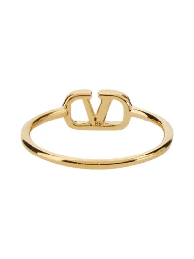 Valentino Polished Thin Band Vlogo Signature Ring In Gold