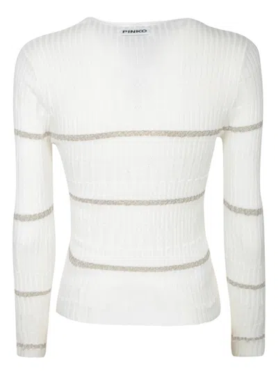 Pinko Textured Knit White Sweater In White