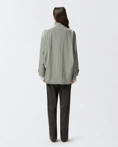 Pinko Technical Parka With Rhinestone-effect Mini Studs In Gray