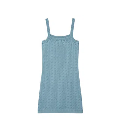 Lacoste Sleeveless Cable Knit Mini Dress In Blue