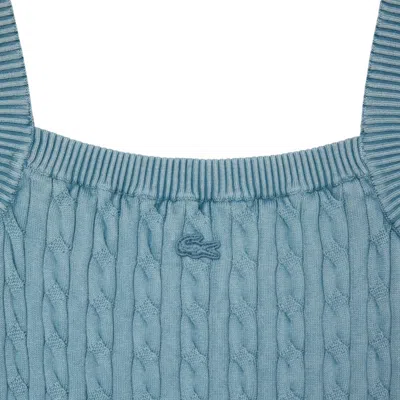 Lacoste Sleeveless Cable Knit Mini Dress In Blue