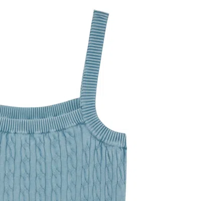 Lacoste Sleeveless Cable Knit Mini Dress In Blue