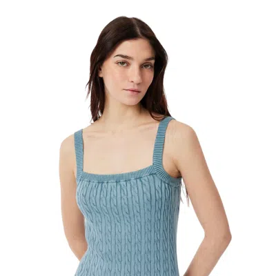 Lacoste Sleeveless Cable Knit Mini Dress In Blue