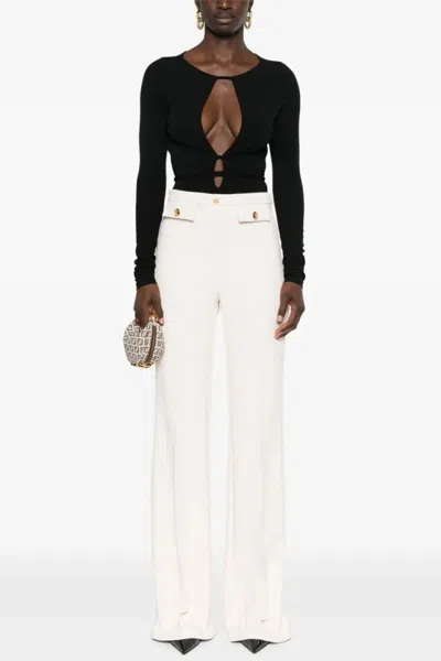 Elisabetta Franchi Flared Trousers With High Waist In White