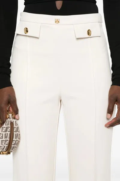 Elisabetta Franchi Flared Trousers With High Waist In White