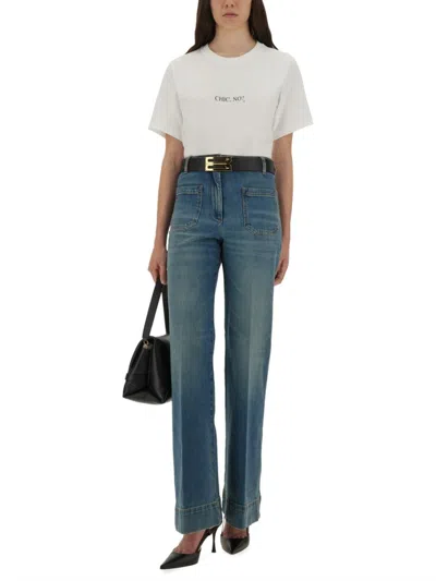 Victoria Beckham Wide-leg Jeans With Contrast Stitching And Pockets