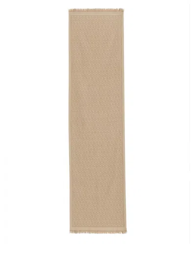 Ferragamo Edged Fringed Rectangular Scarf In Brown