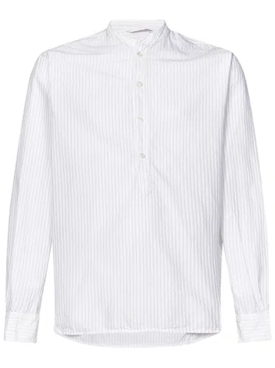 East Harbour Surplus White Cotton Shirt With Mandarin Collar In White