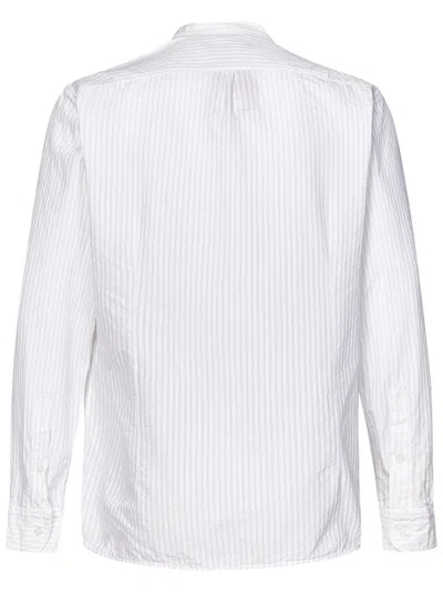 East Harbour Surplus White Cotton Shirt With Mandarin Collar In White