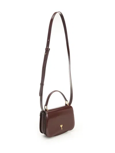 Ami Alexandre Mattiussi Bordeaux Handbag With Adc Patch On The Front And Adjustable And Removable Shoulder Strap