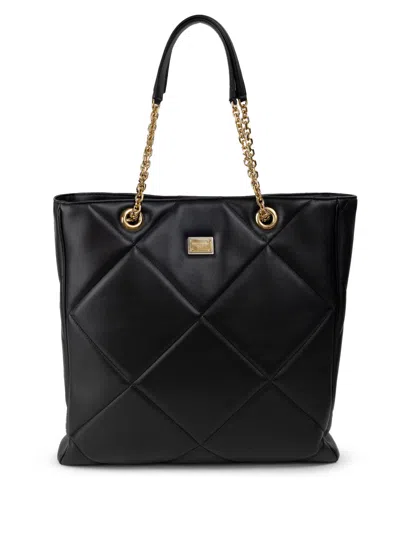 Dolce & Gabbana Tote Bag Black Leather Matelasse