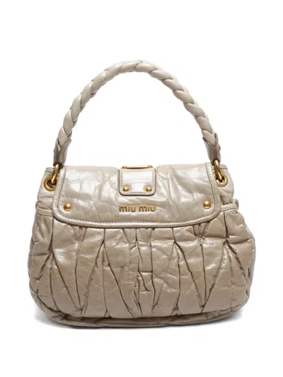 Pre-owned Miu Miu 2000-2020 Matelasse Leather Shoulder Bag In Neutral