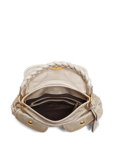 Pre-owned Miu Miu 2000-2020 Matelasse Leather Shoulder Bag In Neutral