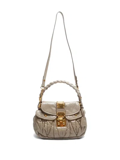 Pre-owned Miu Miu 2000-2020 Matelasse Leather Shoulder Bag In Neutral