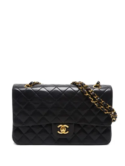 Pre-owned Chanel 1994-1996 Douple Flap Shoulder Bag In Black